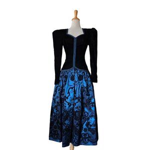 VTG Scott McClintock Women's Gown Size 4 Velvet Floral Brocade Victorian Dress